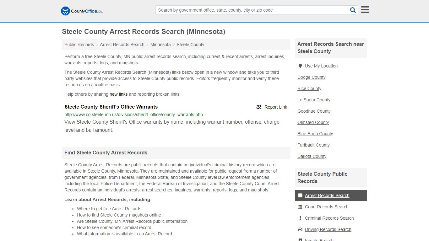 Arrest Records Search - Steele County, MN (Arrests & Mugshots)